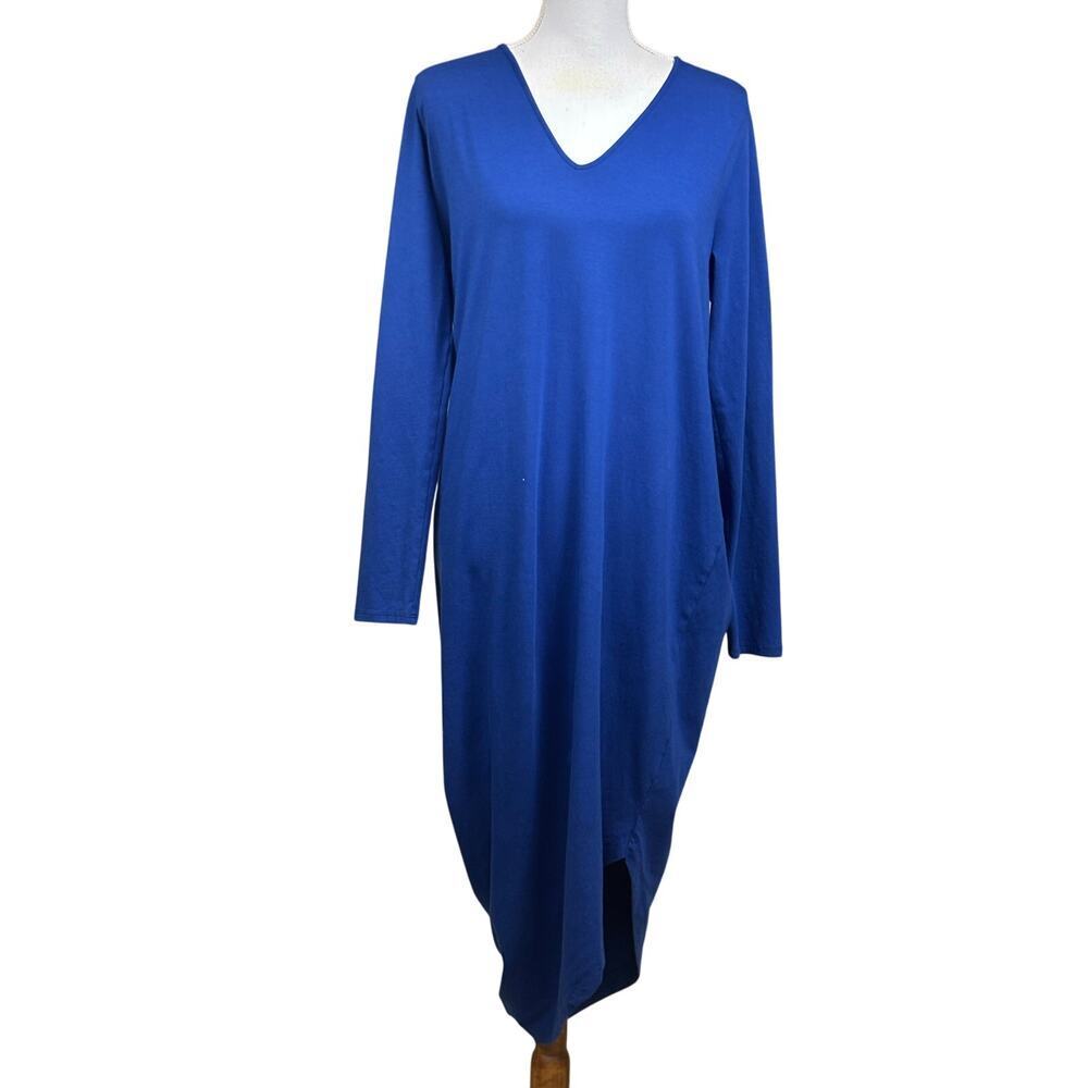 Universal Standard blue Geneva dress, small (14-16), asymetrical, minimalist